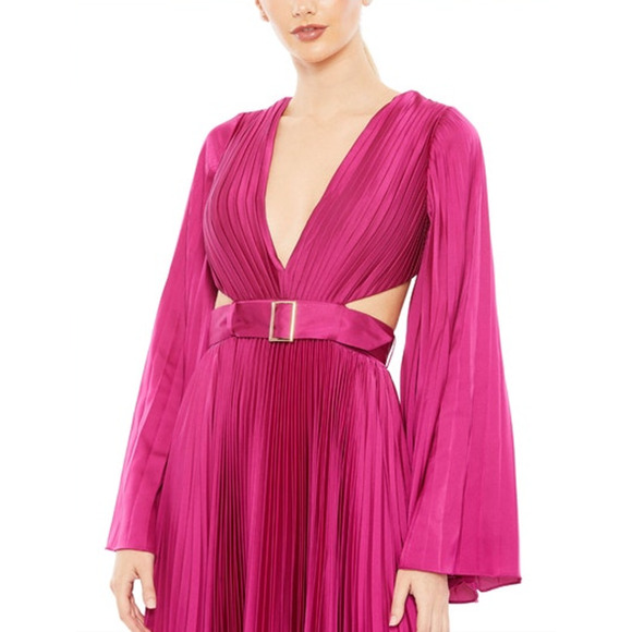 MAC DUGGAL Dress Size 4 Evening Gown NEW Fuchsia Pleated Cut Out Lace Up Back - Picture 6 of 7